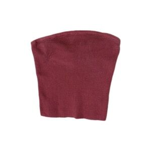 American Eagle Outfitters Burnt Orange Cropped Knit Strapless Ribbed Tube Top